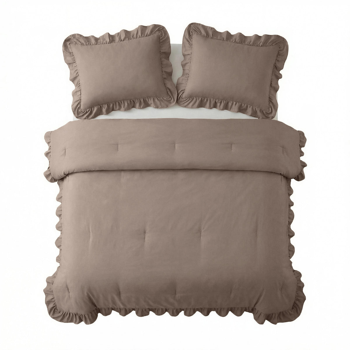 Dekbed Zonder Overtrek Ruffles Taupe – Wasbaar