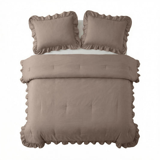 Dekbed Zonder Overtrek Ruffles Taupe – Wasbaar