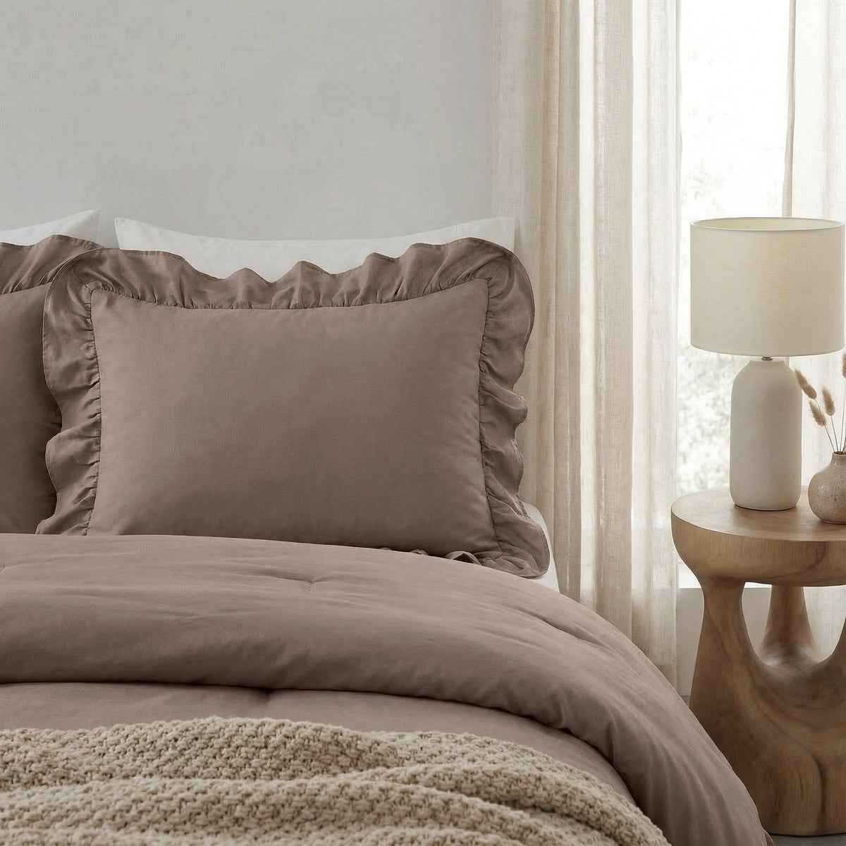 NordDream Lazy Ruffles Kussenslopen 2Pack Taupe