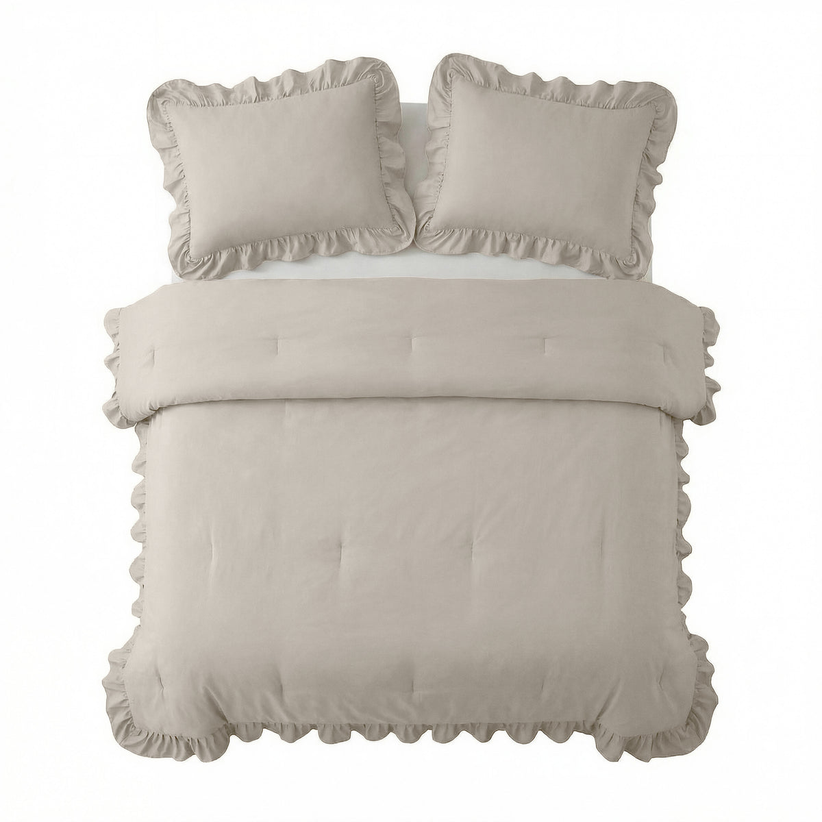 Dekbed Zonder Overtrek Ruffles Taupe/Grijs – Wasbaar