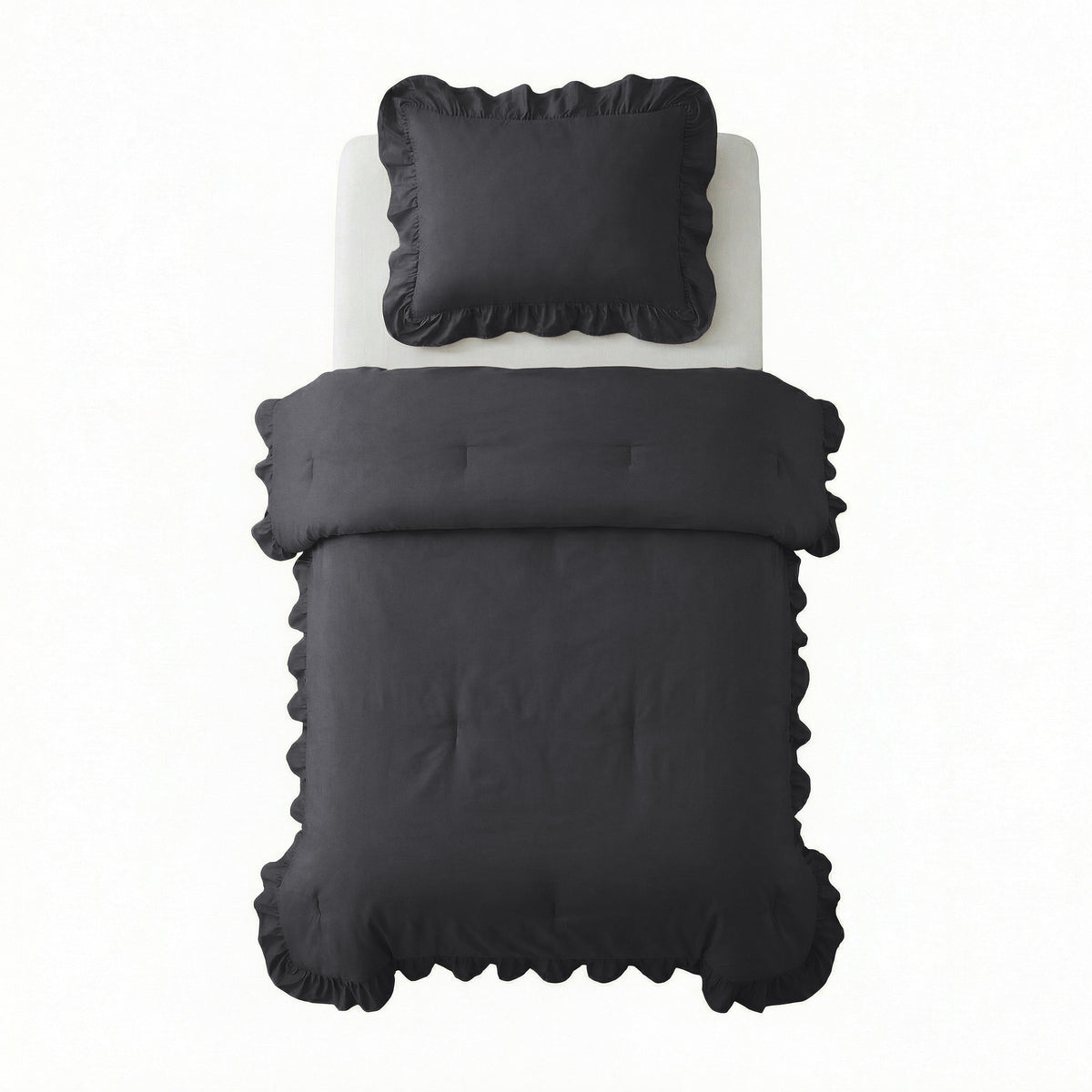 Dekbed Zonder Overtrek Ruffles Antraciet – Wasbaar