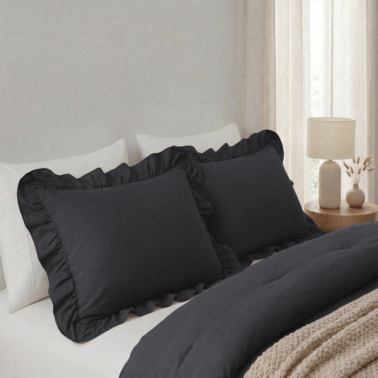 NordDream Lazy Ruffles Kussenslopen 2Pack Antraciet