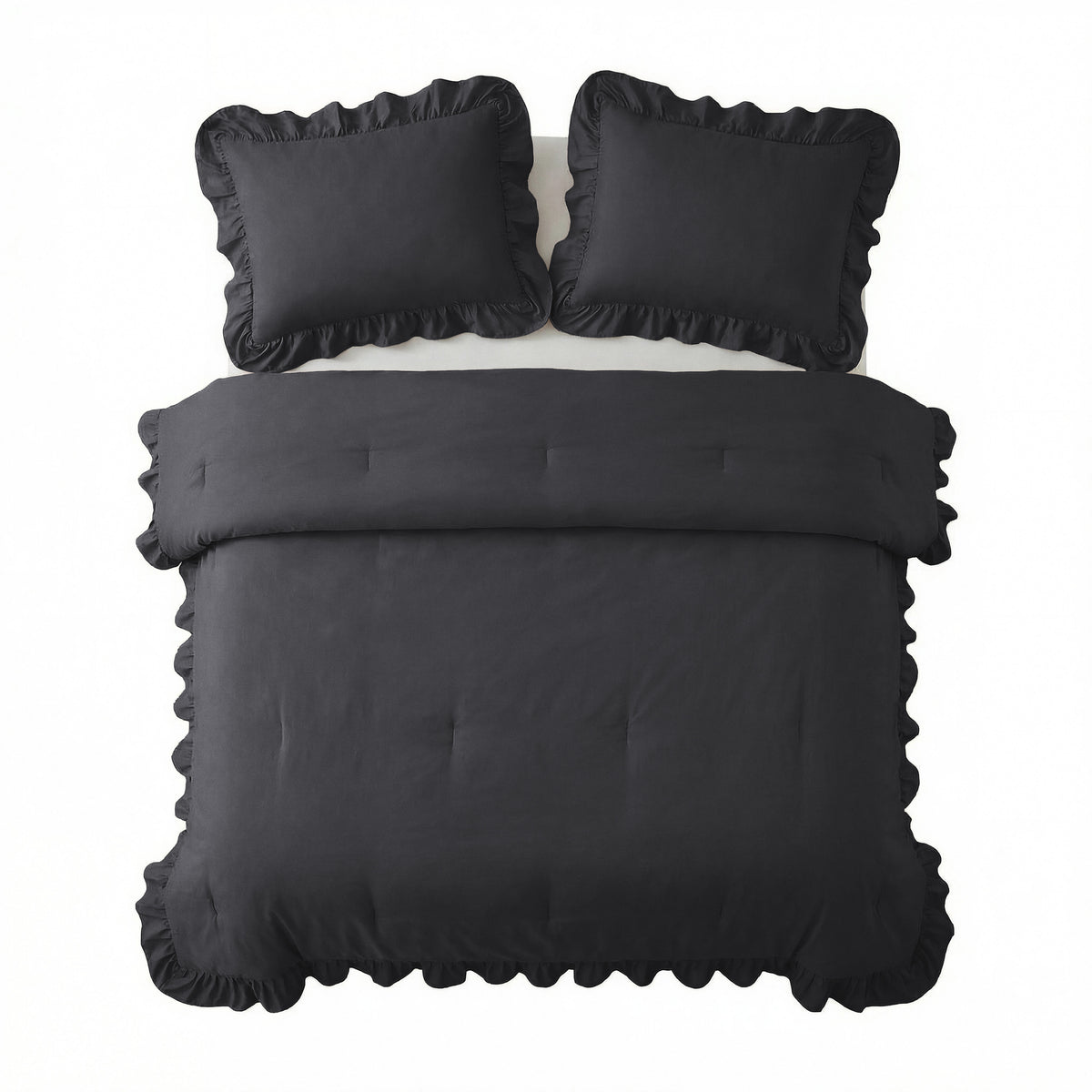 Dekbed Zonder Overtrek Ruffles Antraciet – Wasbaar