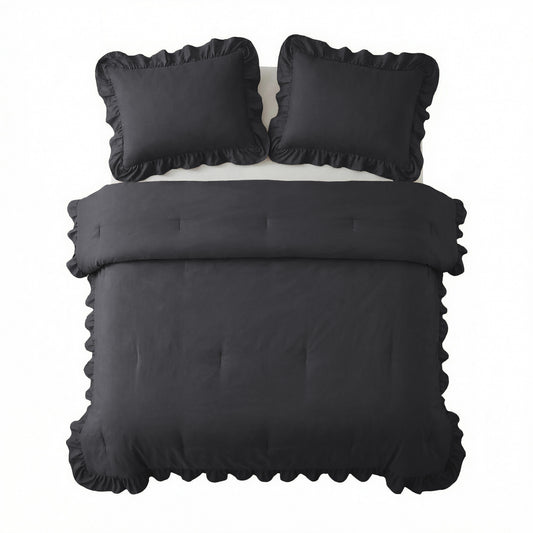 Dekbed Zonder Overtrek Ruffles Antraciet – Wasbaar