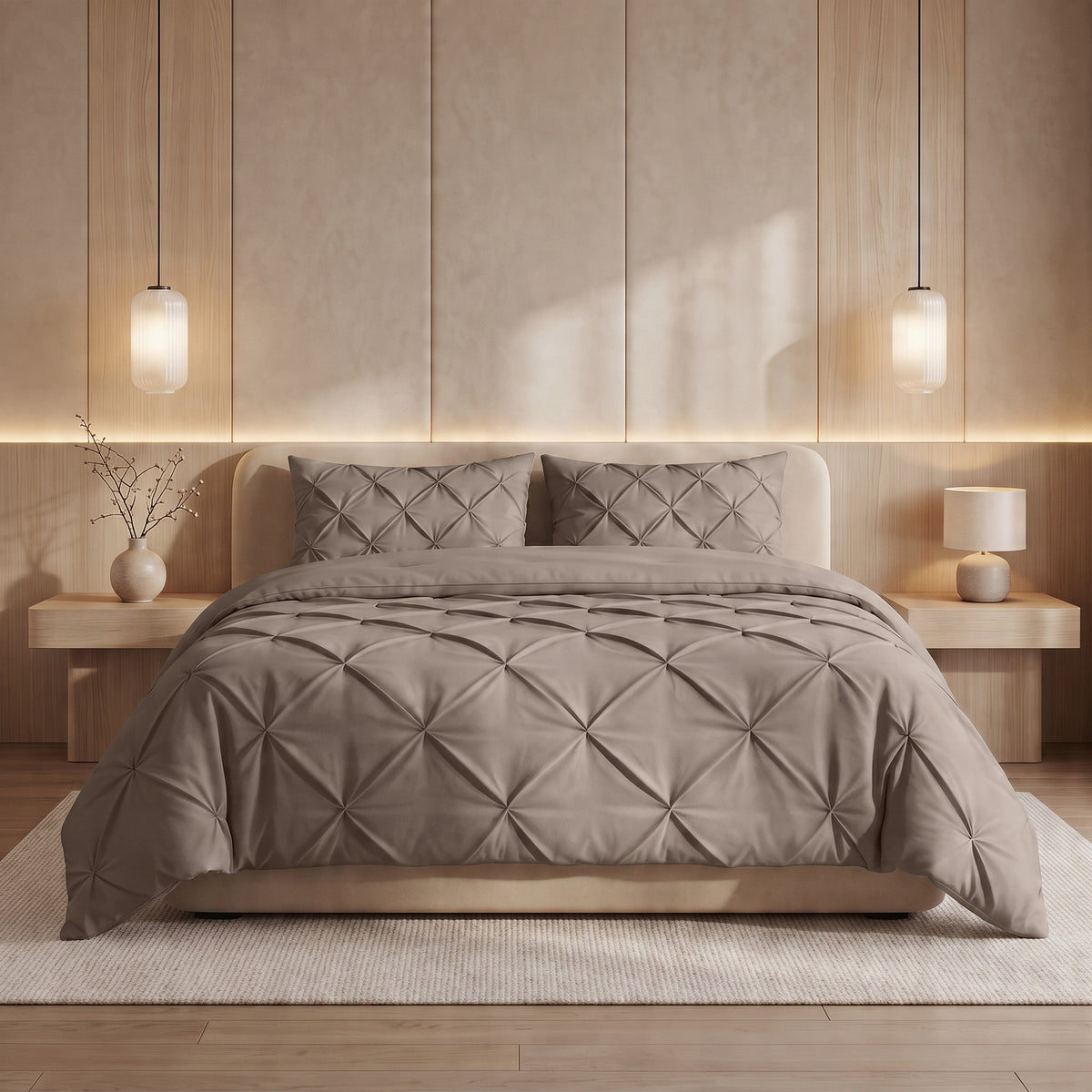 Dekbed Zonder Overtrek Pintuck Taupe – Wasbaar