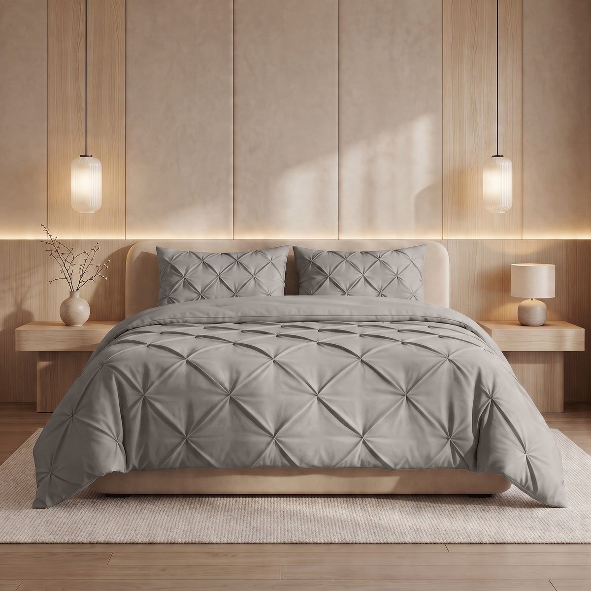 Dekbed Zonder Overtrek Pintuck Taupe/Grijs – Wasbaar