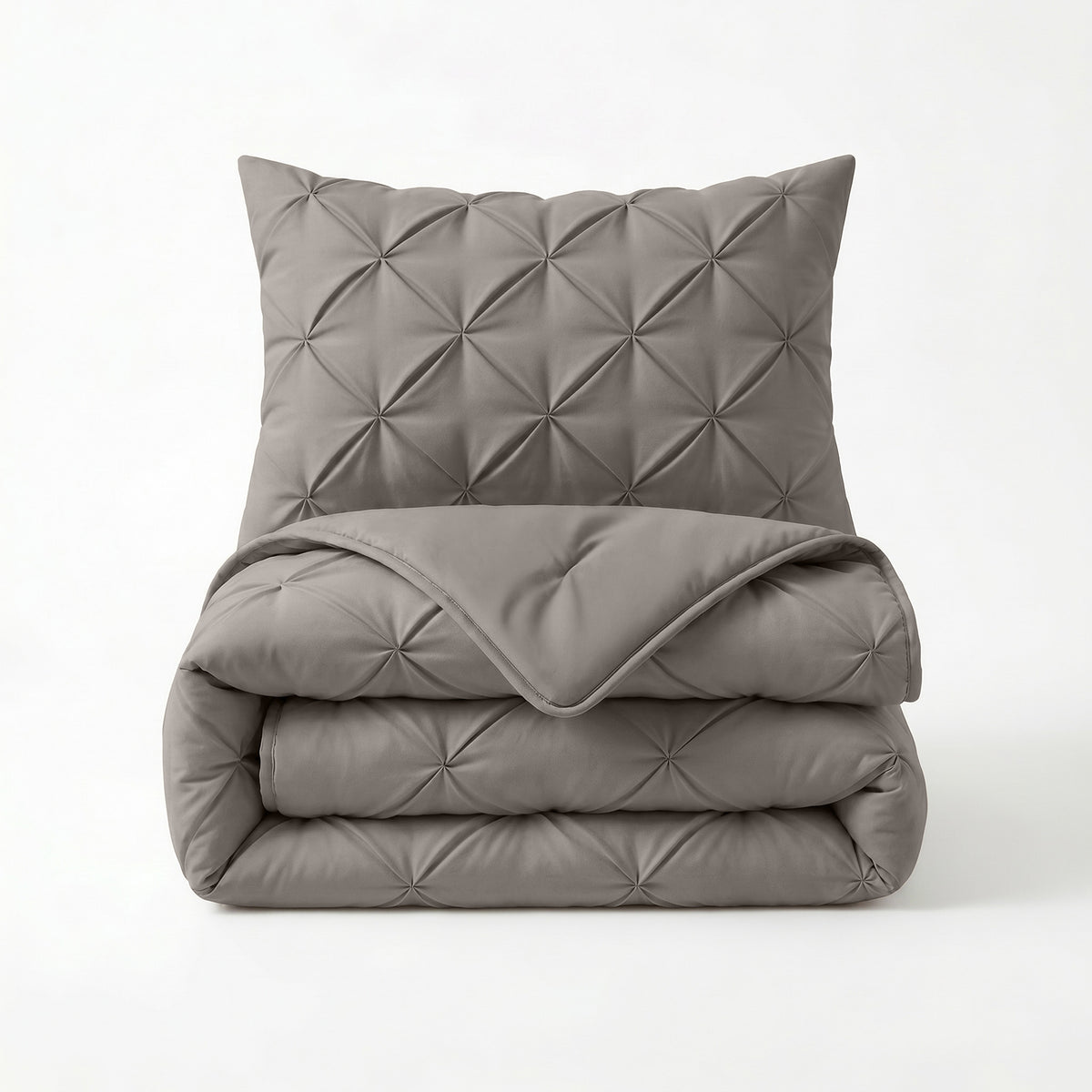 Dekbed Zonder Overtrek Pintuck Taupe/Grijs – Wasbaar