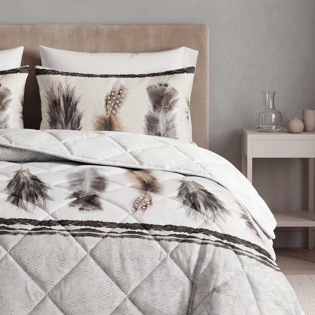 Lazy Dekbed Feathers 3 Zand Met Kussenslopen