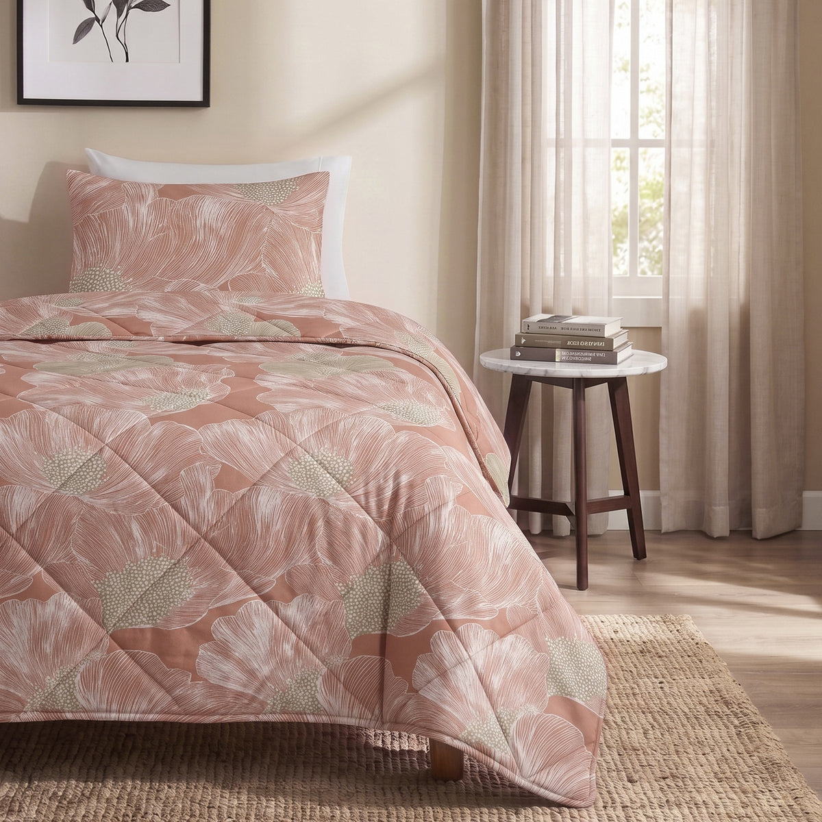 Dekbed Zonder Overtrek Veer Terracotta – Wasbaar, incl. kussenslopen, extra lang 220 cm