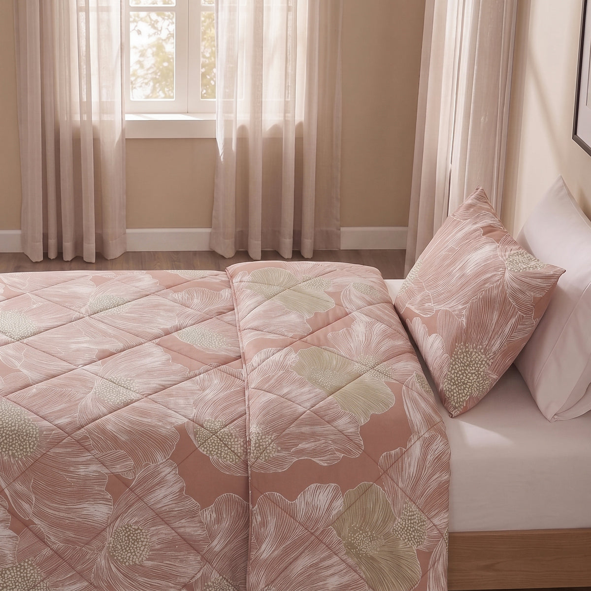 Dekbed Zonder Overtrek Veer Terracotta – Wasbaar, incl. kussenslopen, extra lang 220 cm