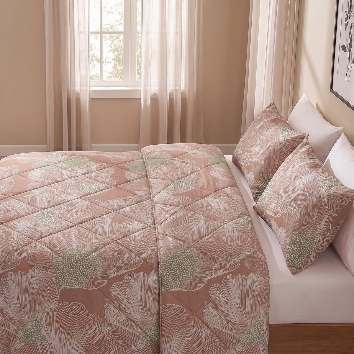 Dekbed Zonder Overtrek Veer Terracotta – Wasbaar, incl. kussenslopen, extra lang 220 cm