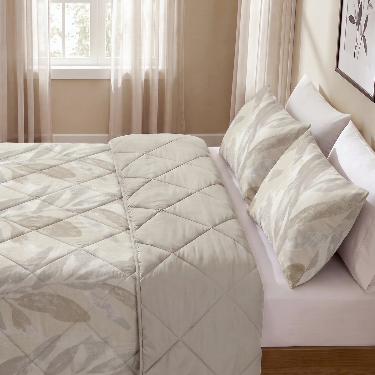Dekbed Zonder Overtrek Gacho Taupe – Wasbaar, incl. kussenslopen, extra lang 220 cm