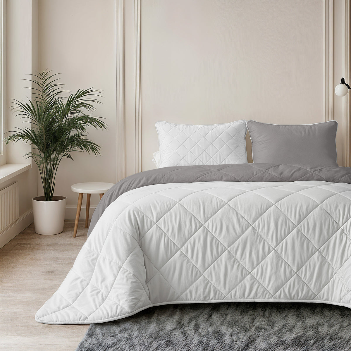 Lazy Dekbed Uni Beige - Taupe/Grijs Met Kussenslopen