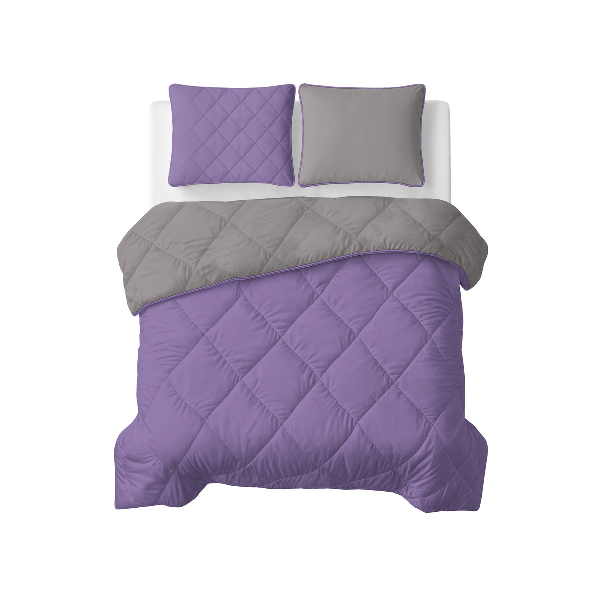 Lazy Dekbed Uni Lavendel - Taupe/Grijs Met Kussenslopen