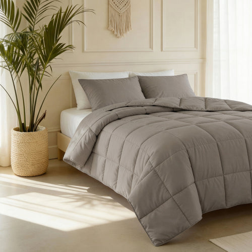 Bettdecke ohne Bezug Percale Taupe-Braun – waschbar, extra lang 220 cm