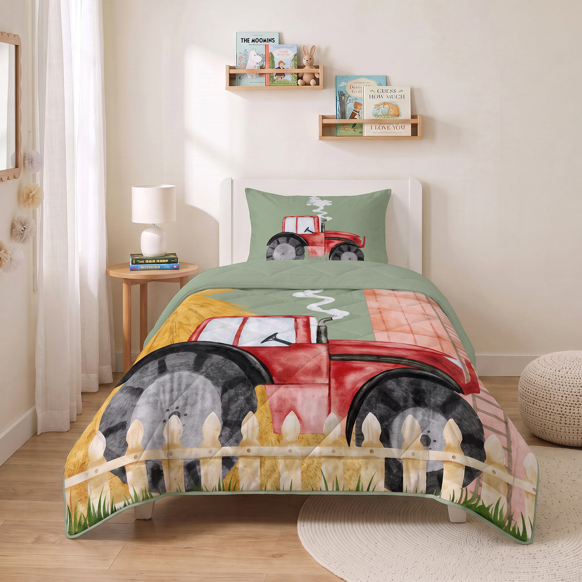 Kinderdekbed Zonder Overtrek Traktor Groen – Wasbaar 140 x 200 cm