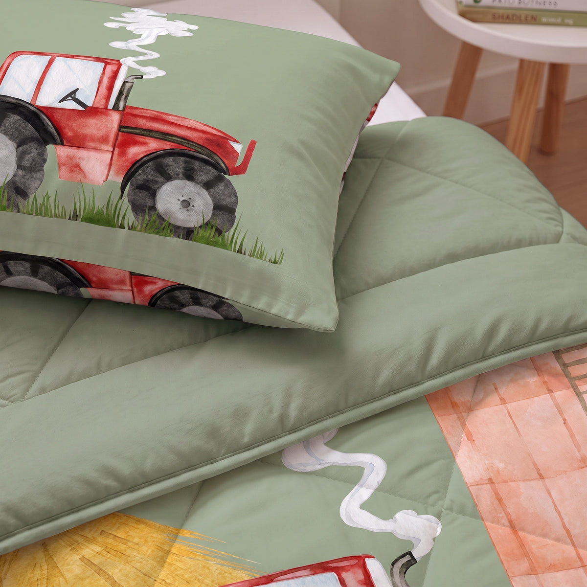 Kinderdekbed Zonder Overtrek Traktor Groen – Wasbaar 140 x 200 cm