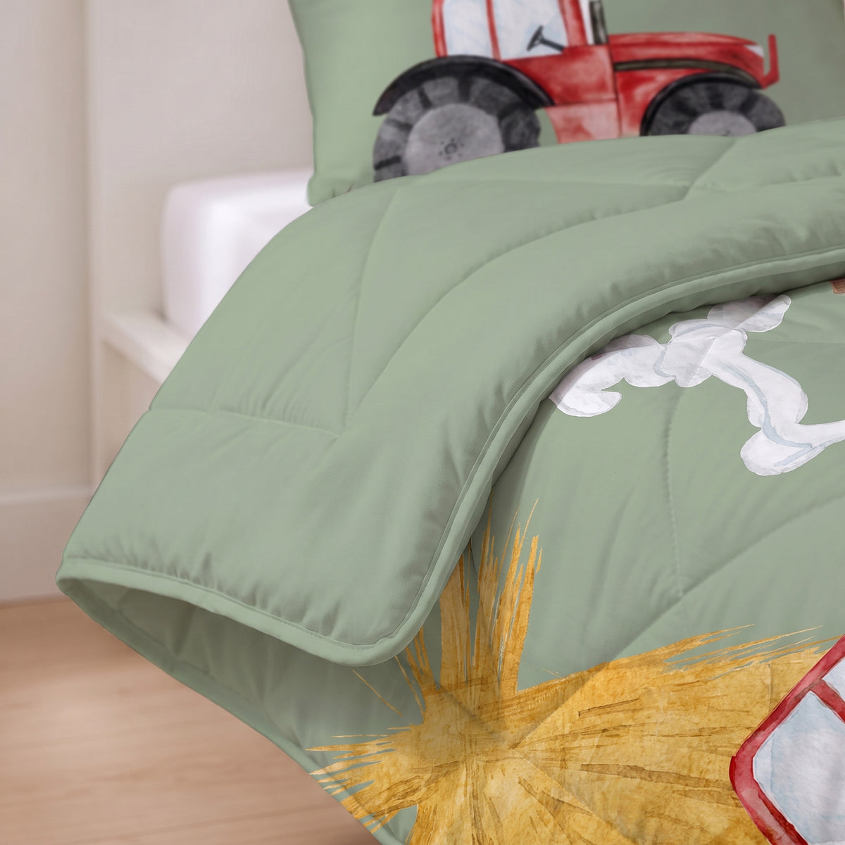 Kinderdekbed Zonder Overtrek Traktor Groen – Wasbaar 140 x 200 cm