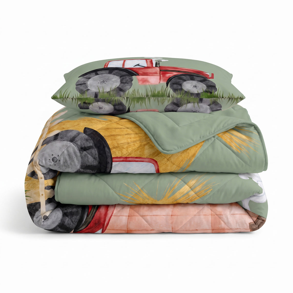 Kinderdekbed Zonder Overtrek Traktor Groen – Wasbaar 140 x 200 cm