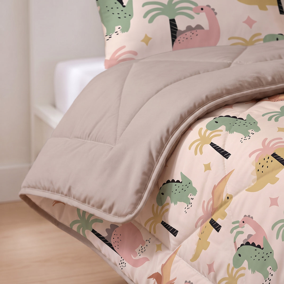 Kinderdekbed Zonder Overtrek Dino Zand – Wasbaar 140 x 200 cm