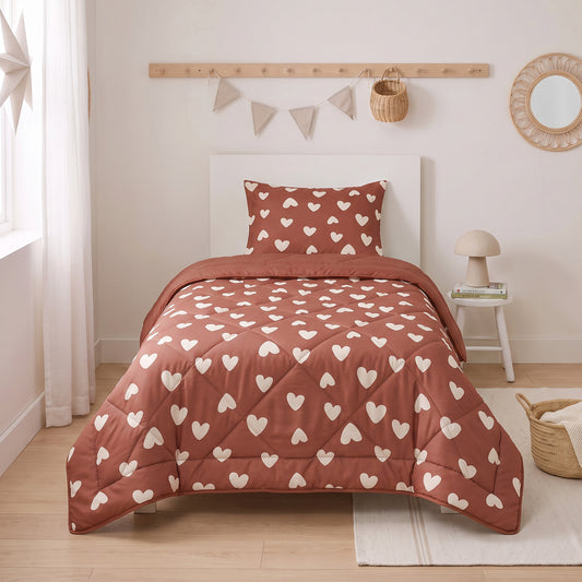 Kinderdekbed Zonder Overtrek Hartjes Rood – Wasbaar 140 x 200 cm