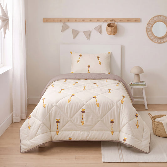 Kinderdekbed Zonder Overtrek Giraf Beige – Wasbaar 140 x 200 cm