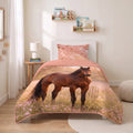 Kinderdekbed Zonder Overtrek Luxe paard Roze – Wasbaar 140 x 200 cm