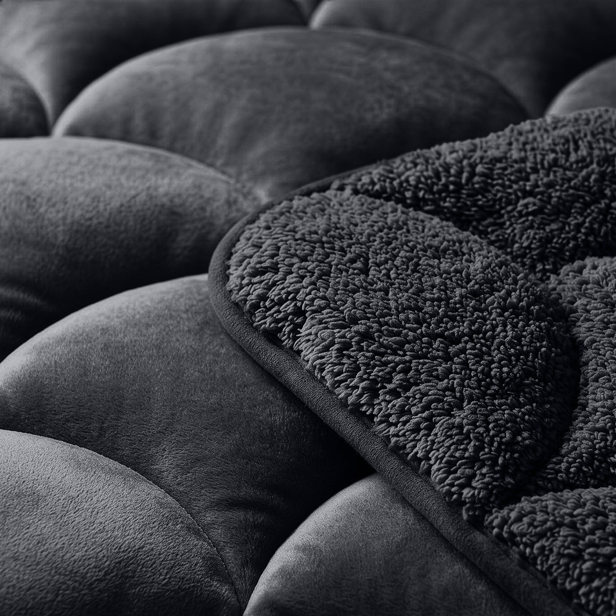Teddy Velvet Dekbed Zonder Overtrek Zwart – Wasbaar, incl. kussenslopen