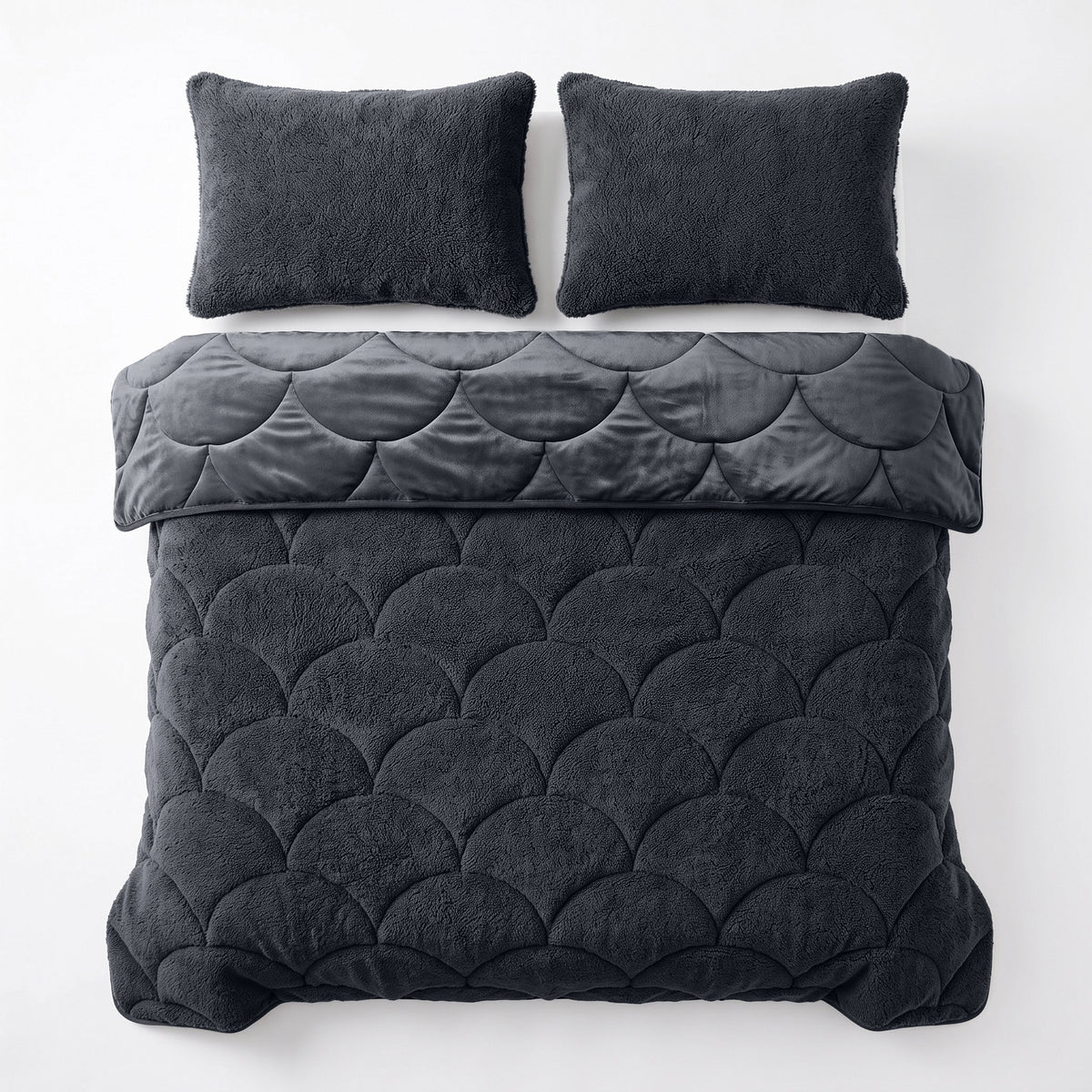 Teddy Velvet Dekbed Zonder Overtrek Zwart – Wasbaar, incl. kussenslopen