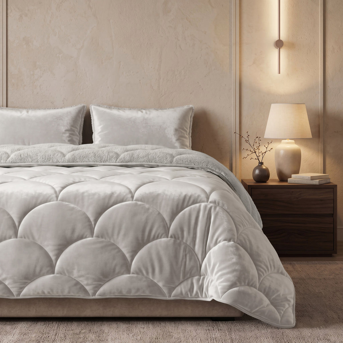 Teddy Velvet Dekbed Zonder Overtrek Beige – Wasbaar, incl. kussenslopen