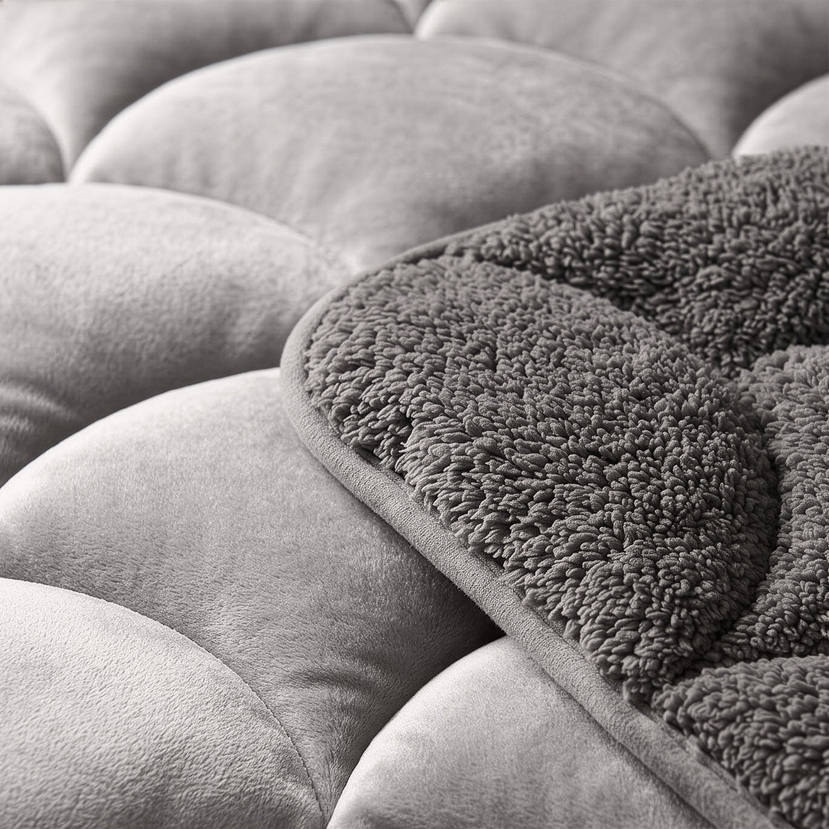 Teddy Velvet Dekbed Zonder Overtrek Taupe/Grijs – Wasbaar, incl. kussenslopen