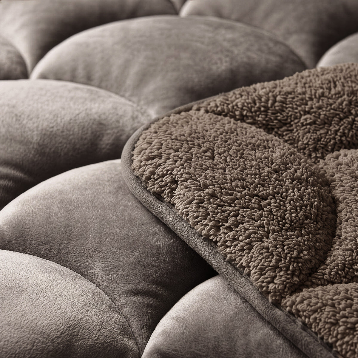 Teddy Velvet Dekbed Zonder Overtrek Taupe/Bruin – Wasbaar, incl. kussenslopen