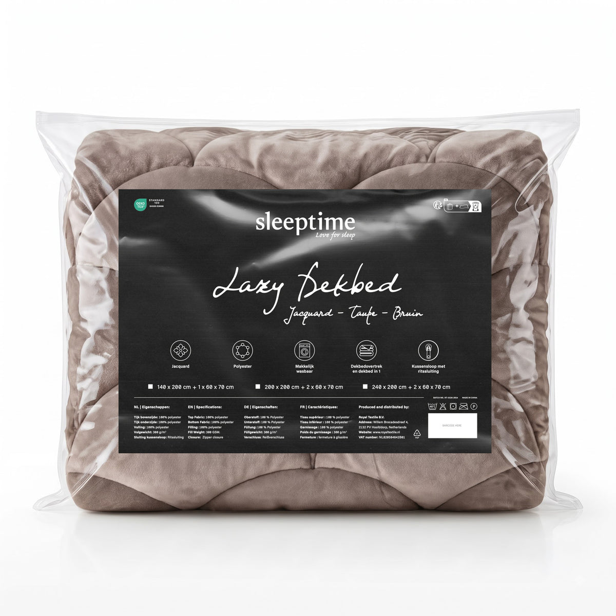 Teddy Velvet Dekbed Zonder Overtrek Taupe/Bruin – Wasbaar, incl. kussenslopen