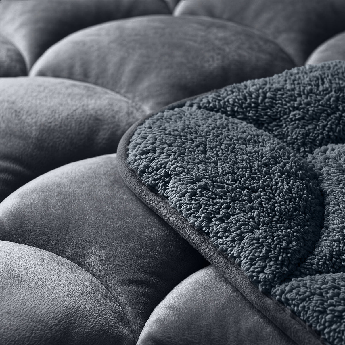 Teddy Velvet Dekbed Zonder Overtrek Antraciet – Wasbaar, incl. kussenslopen