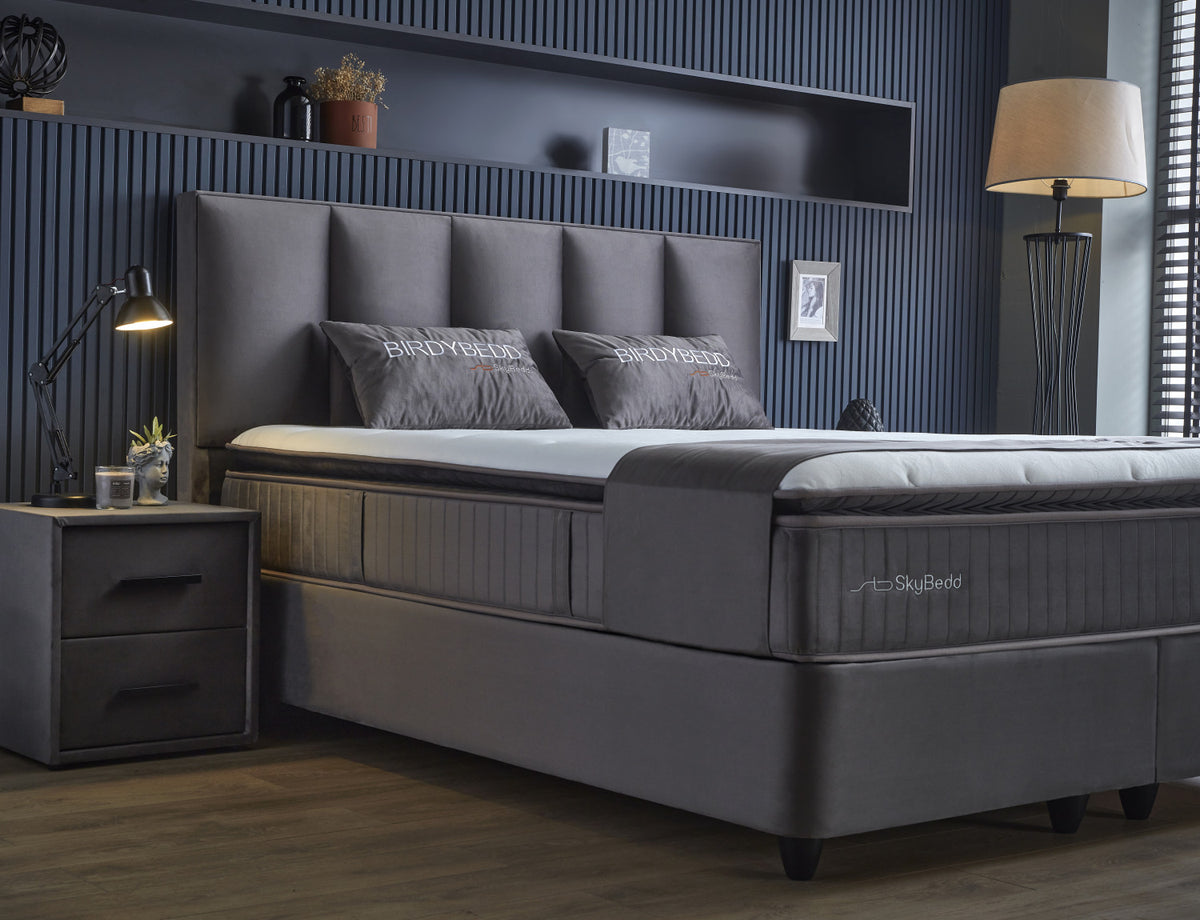 SKYBEDD® Boxspring met opbergruimte Birdybedd Antraciet