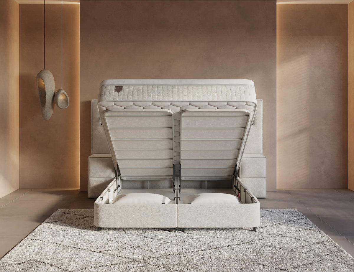 Dreamhouse Opbergboxspring Royal XL Beige incl. 2 nachtkastjes