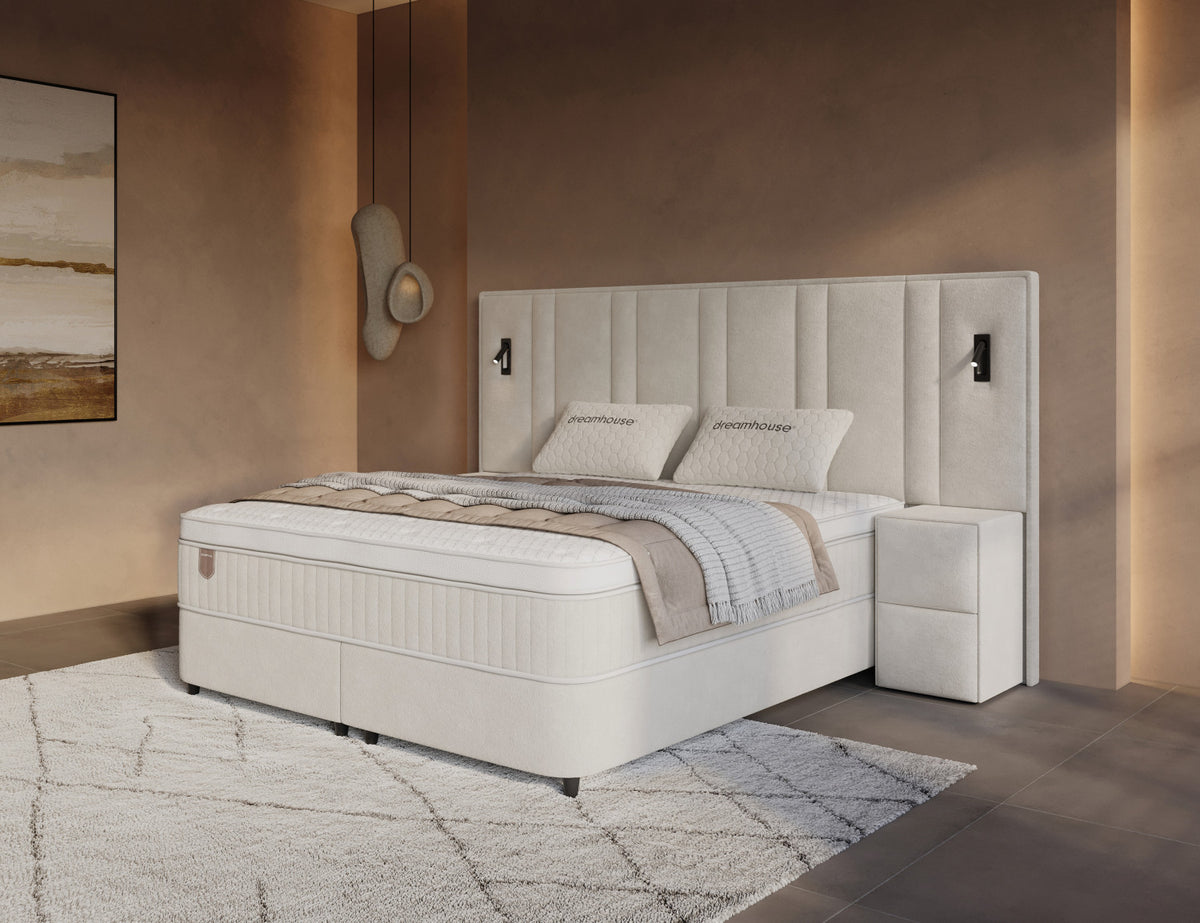 Dreamhouse Opbergboxspring Royal XL Beige incl. 2 nachtkastjes