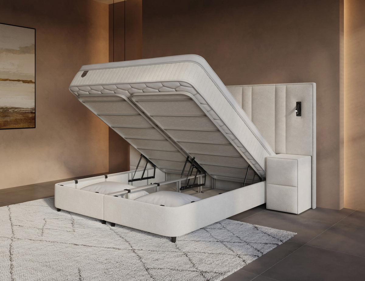 Dreamhouse Opbergboxspring Royal XL Beige incl. 2 nachtkastjes