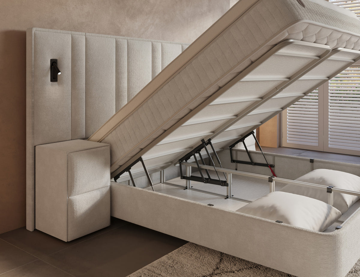 Dreamhouse Opbergboxspring Royal XL Beige incl. 2 nachtkastjes