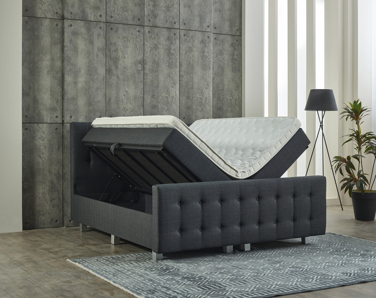 Opbergboxspring Shurgard Antraciet met voetbord