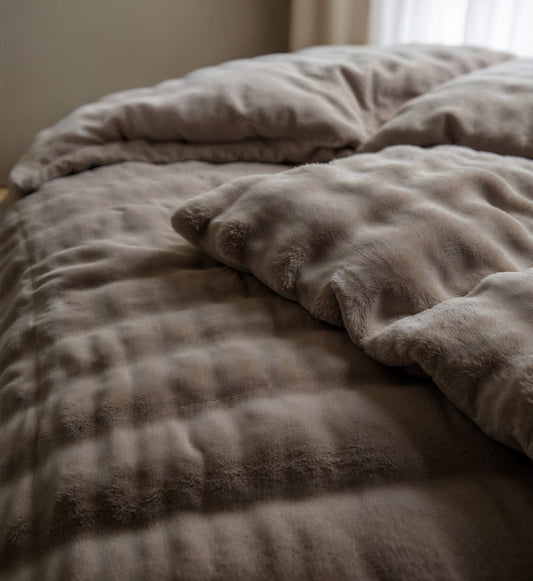 Dekbedovertrek Pompom Taupe