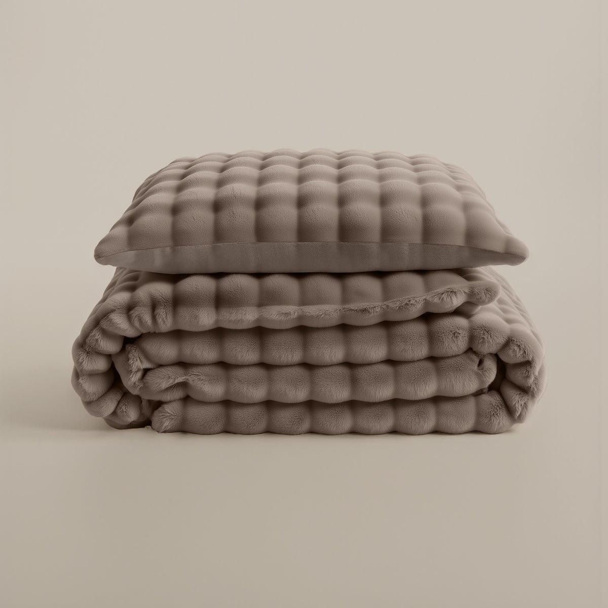 Dekbedovertrek Pompom Taupe