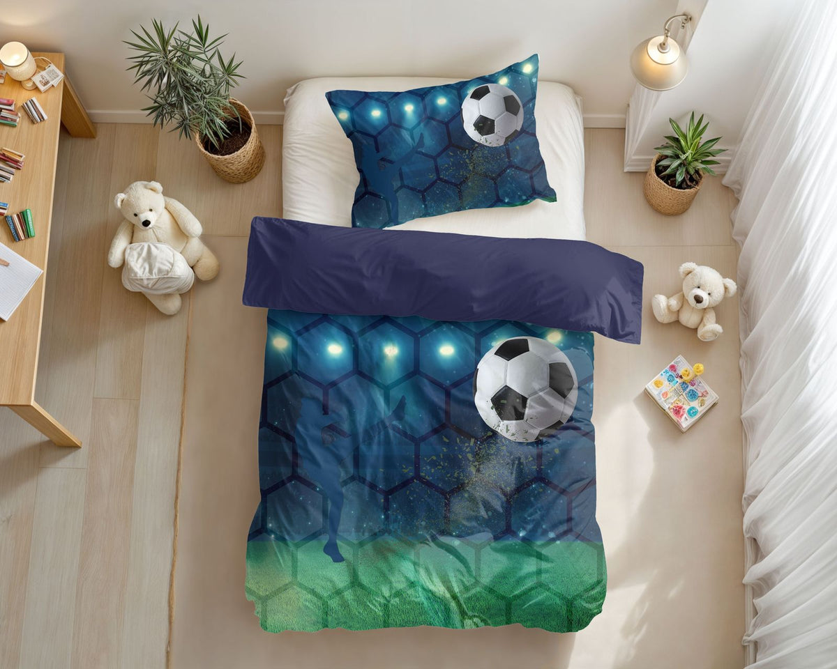 Dekbedovertrek Live football Blauw