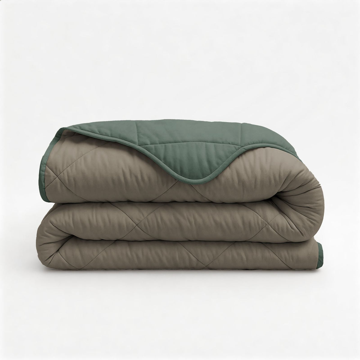 Lazy Dekbed Uni Groen/Taupe Grijs Met Kussenslopen