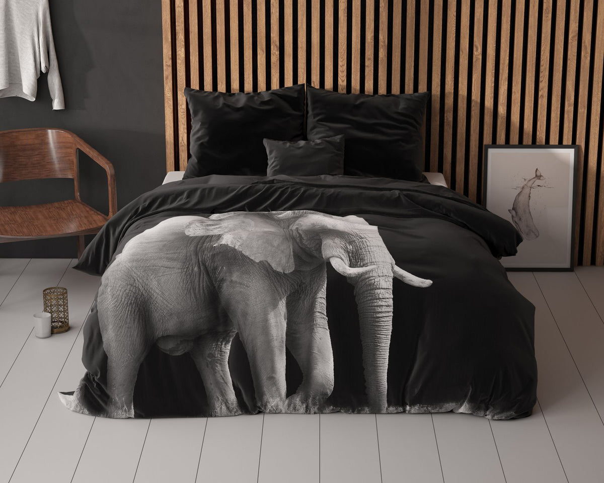 Dekbedovertrek Elephant Zwart