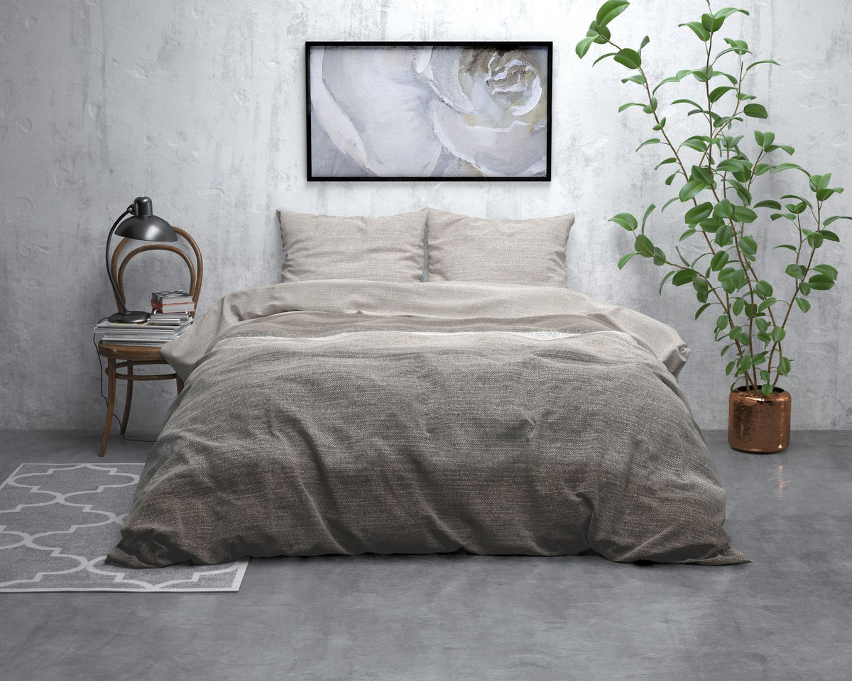 Dekbedovertrek Flanel Stone Stripe Taupe