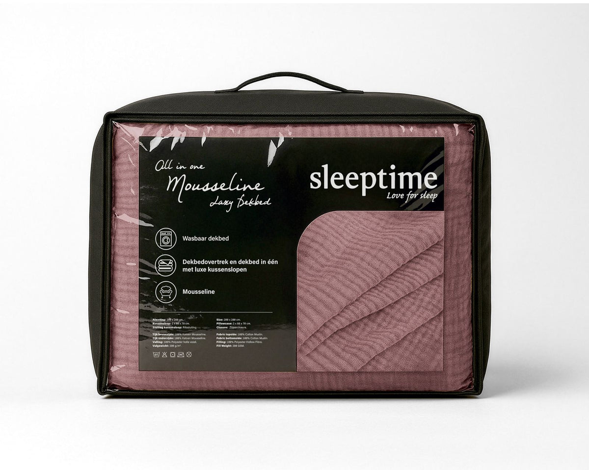 Lazy Dekbed Mousseline Oud Roze Met Kussenslopen