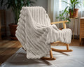 Rib Rabbit Fur Plaid Ecru