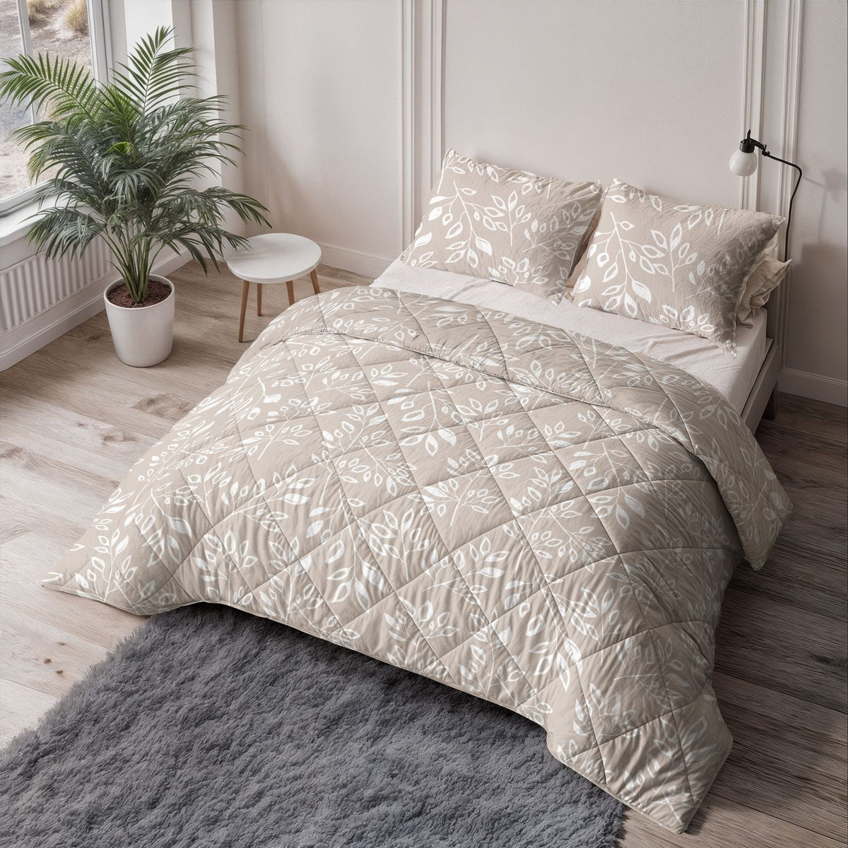 Neva Lazy Dekbed Taupe/Zand Met Kussenslopen