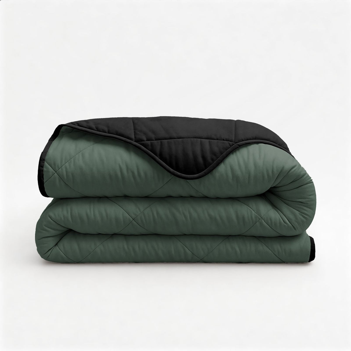 Lazy Dekbed Uni Groen/Zwart Met Kussenslopen
